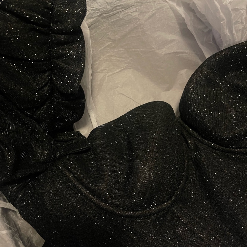 House of CB AMARE BLACK PUFF SLEEVE CORSET - Picture 5 of 5